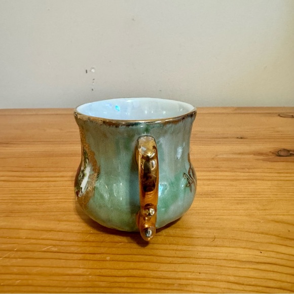 Vintage Victorian Style Tea Cup Mug Promenade Couple Green Gold Ornate - Picture 2 of 8